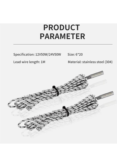 Dancemonkey 12v 50w 3d Yazıcı Isıtıcı Kartuş Paslanmaz Çelik 1m Beyaz Beyaz