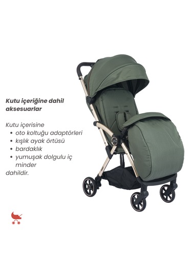 Merkür Bebe Ruby Otomatik Katlanan Kabin Boy Bebek Arabası Yeşil