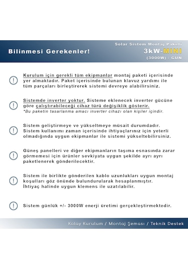 Matech 3 Kw Mını Solar Paket Sistem 3000w/gün