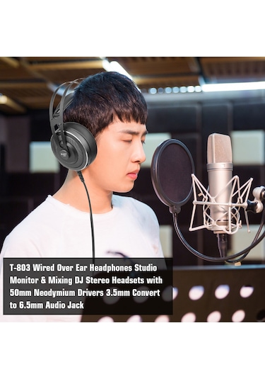 Reedark Kubite T-803 Profesyonel Stüdyo Kulaklığı - 50mm Hoparlör, 32 Ohm, 10hz-30khz Frekans Aralığı Siyah