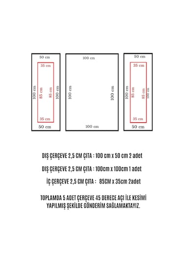 Dekoratif Boyanabilir Duvar Çıtası Hazır Çerçeve 2,5 Cm