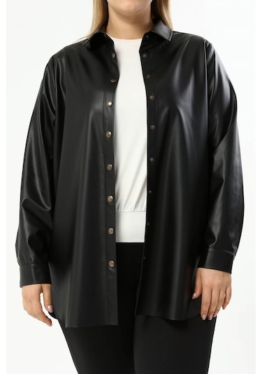 Suni Deri Kuşaklı Gömlek Ceket (523192260)