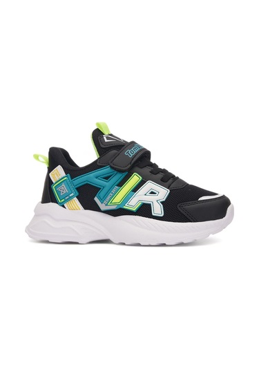 Günlük Unisex Çocuk Sneaker Lastik Bağcıklı Cırtlı Hafif Nefes Alabilen Spor Ayakkabı 080 Siyah- Beyaz - Su Yeşili-9