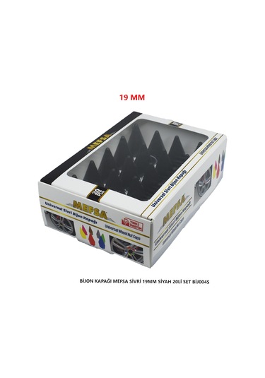 Bijon Kapağı Sivri 19 Mm Siyah 20 Li Set