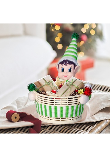 Suofeng Noel Elfesi Şeker Sepeti - Festivite Dekorasyonu Ve Atıştırmalık Saklama Kutusu, Kırmızı Yeşil Tasarım, Partiler İçin Pratik Depo