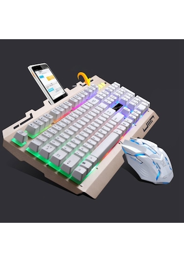 Chasing Leopard G700 Usb Rgb Arka Işıklı Kablolu Optik Oyun Fare Ve Klavye Seti, Klavye Kablolu Uzunluğu: 1.35m, Fare Kablolu Uzunluğu: 1.3m Beyaz Optik