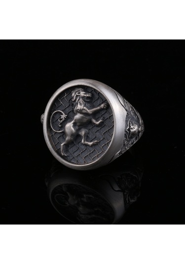 Fkgümüş 925 Ayar Gümüş Kükreyen Aslan Motifli Erkek Yüzük