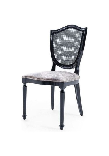 Kupa Hasırlı Ahşap Sandalye Siyah