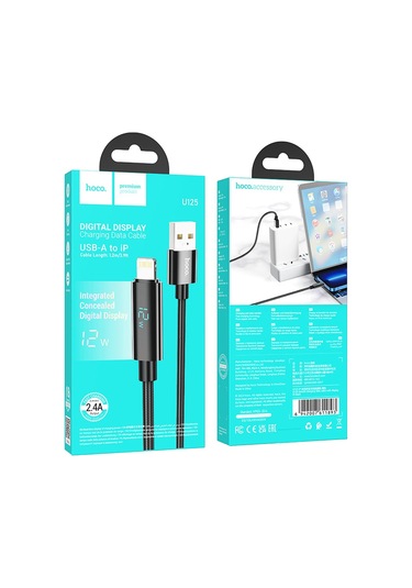 Hoco U125 Benefit USB to Lightning Şarj Data Kablosu Siyah 1.2 M