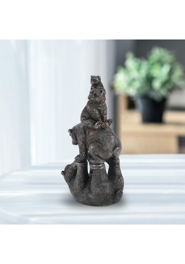 Lijinxu Siyah Ayı Heykelcik Ofis Ev Dekorasyon Çim Için Açık Dekor