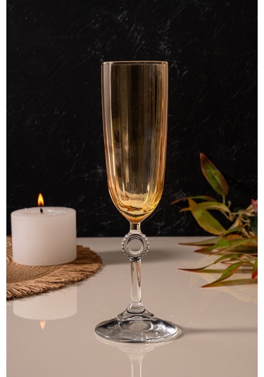 Mest Emora 6 Adet Ayaklı Bal Renk Kahve Yanı Su Bardağı Takımı - 150 Cc Şıklık Ve Zarafet Bal Renk