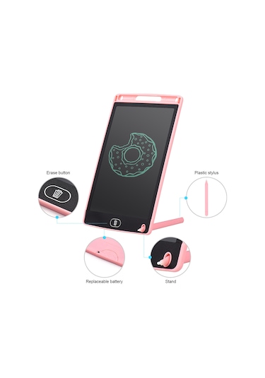 Neevoyu Mavi 8.5 İnç Lcd Yazı Tahtası - Kalın Kalemle Çocuk Çizim Paneli, Not Tahtası, Dahili Pil, Tek Tuş Silme, Kağıt Tasarrufu Mavi