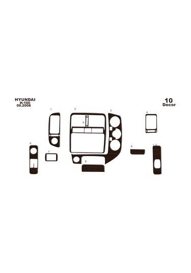Hyundai H 100 Konsol-torpido Kaplama 2004 10 Parça-koyu Meşe Seçenekler