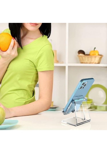 Şeffaf Akrilik Cep Telefonu Standı Masa Yerleştirme Tutucu Akıllı Telefon İçin Evrensel Masaüstü Şarj Cihazı Desteği Telefon Montajı A1