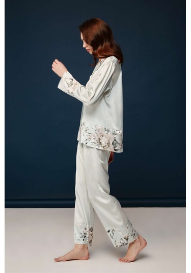 Bonnie&clyde - Kadın Baskılı Saten Pijama Takımı Baskılı Çok Renkli