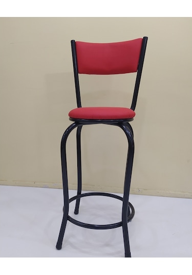 Sandalye Bar Tipi Yüksek Model Kırmızı 4Adet Metal Çelik Nike