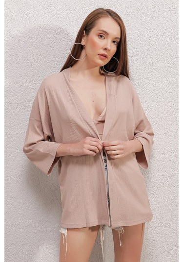 5862 Örme Kimono - Bej 5862bgd19-016-12966 001