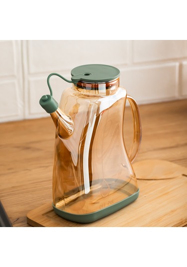 Porsima 3855 Şeffaf Borosilikat Cam Zeytinyağ Şişesi - Yağlık Ve Sirkelik Yeşil 1lt Yeşil