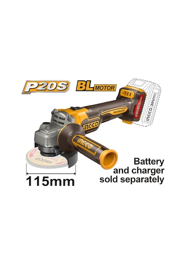 Ingco ING-CAGLI21154 Li-ion Akülü Avuç Taşlama  Batarya ve Şarj Aleti Hariç