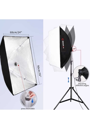 Deyatech Softbox 60 x 90 CM 120W 3000-5500K Led Video Ve Fotoğraf Çekim Işığı