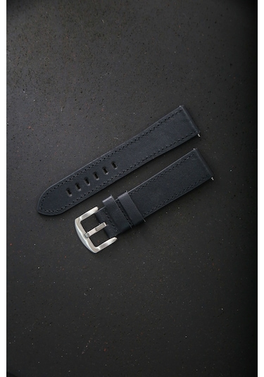 Hakiki Deri 22mm Akıllı Pimli Saat Kordonu Siyah - Taba