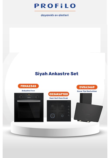 Profilo FRMA234S - OE36K6P10D - DVK6J469 3'lü Siyah Ankastre Set