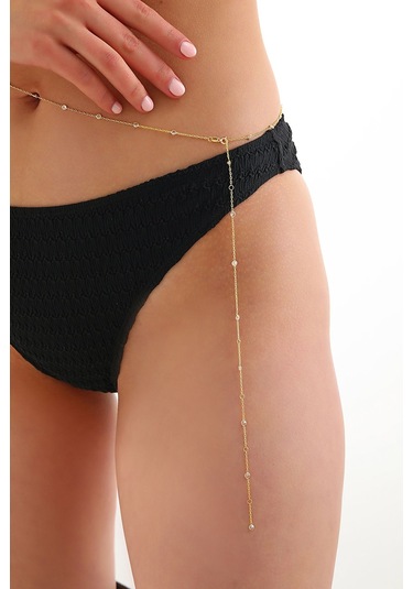 Queen Silver Jewelry 925 Ayar Gümüş, Sılver Renk Zirkon Taşlı Bel Zinciri - Silver Silver Gümüş