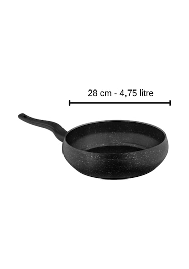 Granit Pro 28 Cm Güveç Tava Siyah Bakalit Saplı Yanmaz Yapışmaz