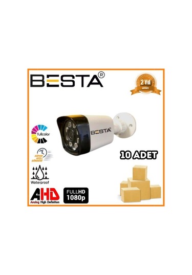 2 1080p 8 Atom Warm Led Bullet Ahd Güvenlik Kamerası 10 Adet Koli