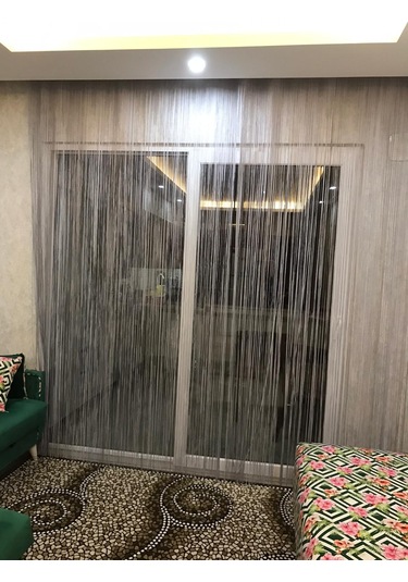 İp Model Gri Renk İp Perde 300 270 Cm - 2 Mm Şerit Gri