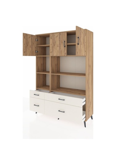 Hyperion Dolap 8 Raflı 4 Çekmeceli 3 Kapaklı 132x44x195 Çam-çam/aytaşı Atlas Çam/aytası