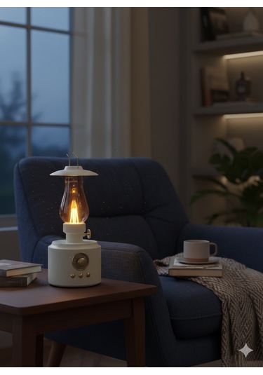 Şarjlı Masa Lambası Kamp Model - Bluetooth Hoparlörlü Led Lamba Renkli