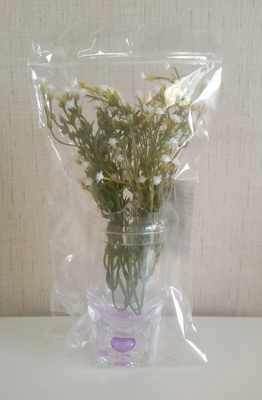 2 Adet Vazo Dahil,vazoda Çiçek,beyaz Yapay Çiçek,vazo Dekoratif Mor Damlalı 6x6x19cm Çok Renkli