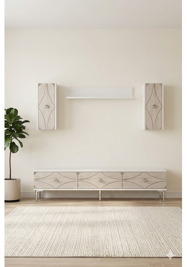 Tvr1897bts Alfa Tv Ünitesi Takımı Beyaz-traverten-silver 180cm