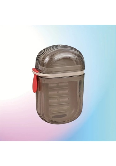 Meridiangoods 1 Adet Mini Taşınabilir Sabun Kutusu - Çift Contalı Gri Seyahat Sabun Kutusu Gri