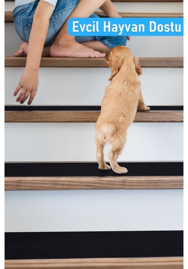 Halifleks Yapışkan Tabanlı Merdiven Basamak Paspası Rip Halı Kaymaz Tabanlı - Siyah Null