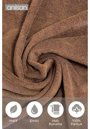 6'lı Kahverengi El Havlusu - 50x90 Cm, 225 Gr, %100 Pamuk, Spa Ve Otel Havlusu, Günlük Kullanıma Uygun Kahverengi