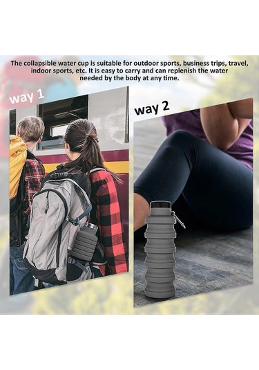 2025 Katlanabilir Su Bardağı 500ml , 1 Adet Gıda Sınıfı Silikon Su Bardağı, Taşınabilir Spor Su Bardağı, Sızdırmaz Tekrar Kullanılabilir Su Bardağı Siyah Çok Renkli