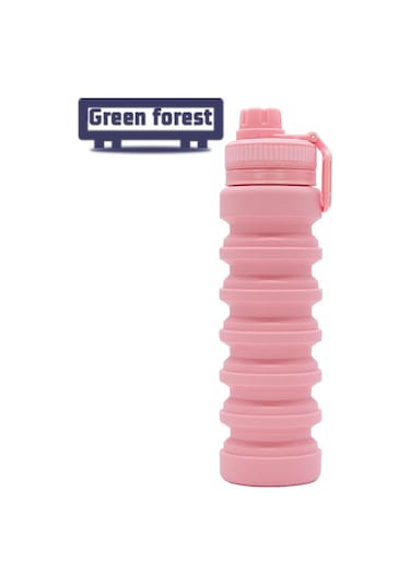 Lebihmurah Generic Yeşil Orman Spor Katlanır Şişe Sızdırmaz Silikon Katlanabilir Su Şişesi