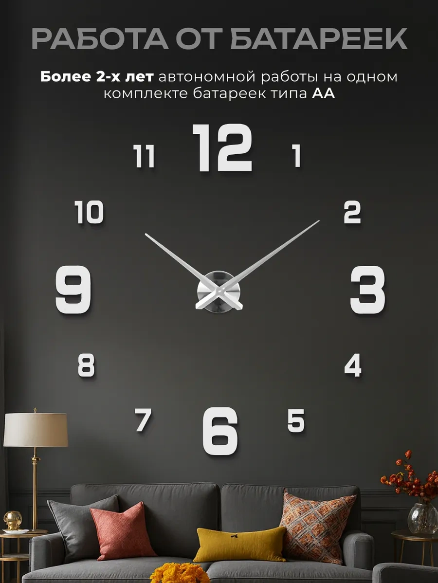 Casy Market Duvar Dekorasyonu İçin Kendinden Yapışkanlı Rakamlı Duvara Asılan Duvar Saati 233994035 Beyaz