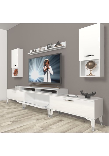 Decoraktiv Ekoflex 270da Slm Silver Tv Ünitesi Tv Sehpası Beyaz