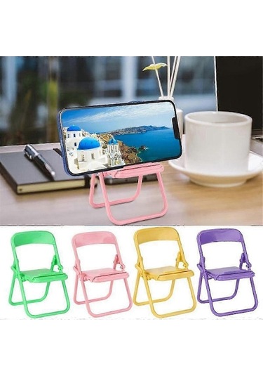 Bloomnest Mini Sandalye Telefon Tutucu, Taşınabilir Katlanır Stand, Saç Masaüstü, Cep Telefonu Destekliği, Altın - Siyah A1088 Altın - Siyah