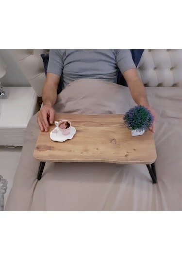 Depolife Servis Çay Yemek Sehpası Bilgisayar Ders Çalışma Masası Notebook Ceviz