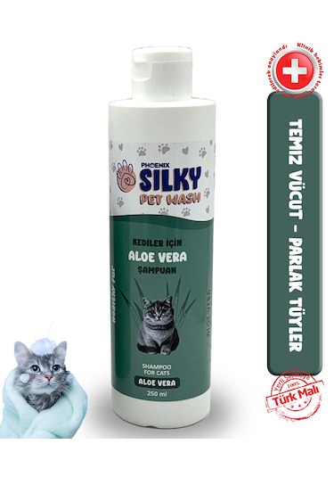 Silkypetwash - Kedilere Özel Doğal Aloevera Özlü Şampuan - 250ml