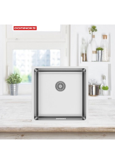 Dominoks Biga 40 Polisajlı 40 x 40 Tezgah Altı Krom Eviye