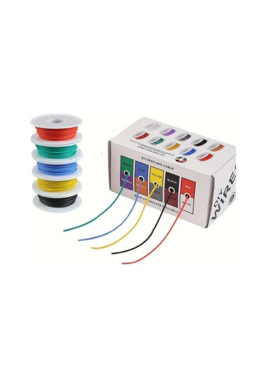 Meridiangoods 16-24awg 5 Renkli 25m Kalaylı Bakır Silikon Kablo Dıy Elektrik Projeleri Diğer