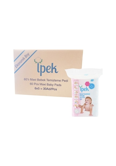 İpek Maxi 60'lı 30 Paket Bebek Temizleme Pamuğu