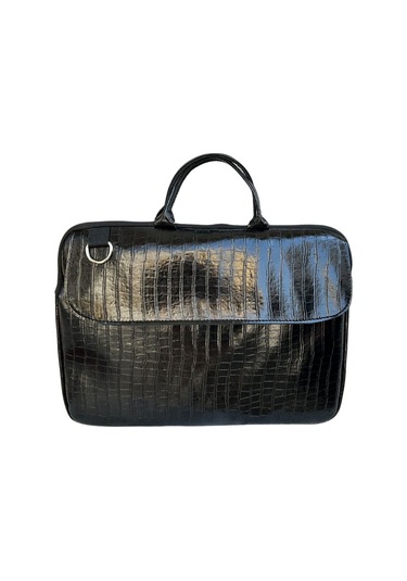 Kroko Siyah Macbook Air Pro Uyumlu 15.6-16.1 Inç Darbeye Karşı Korumalı Laptop Çantası Vip Home Bags