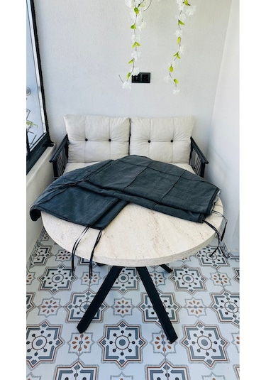 Bahçe Balkon Takımı Minder Kılıf Takımı 4 Adet Antrasit