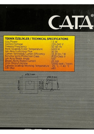 Cata Ct-5183 1,5w 6400k Beyaz Işık Sensörlü Koridor Aydınlatması 4 Adet
